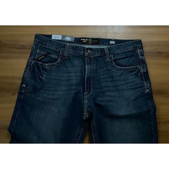 Mens NWT Ariat ReBar M5 2X Dura Stretch Straight Fit Leg Jeans - Picture 3 of 6